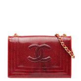 シャネル ココマーク チェーン ショルダーバッグ レッド リザード レディース CHANEL 【中古】